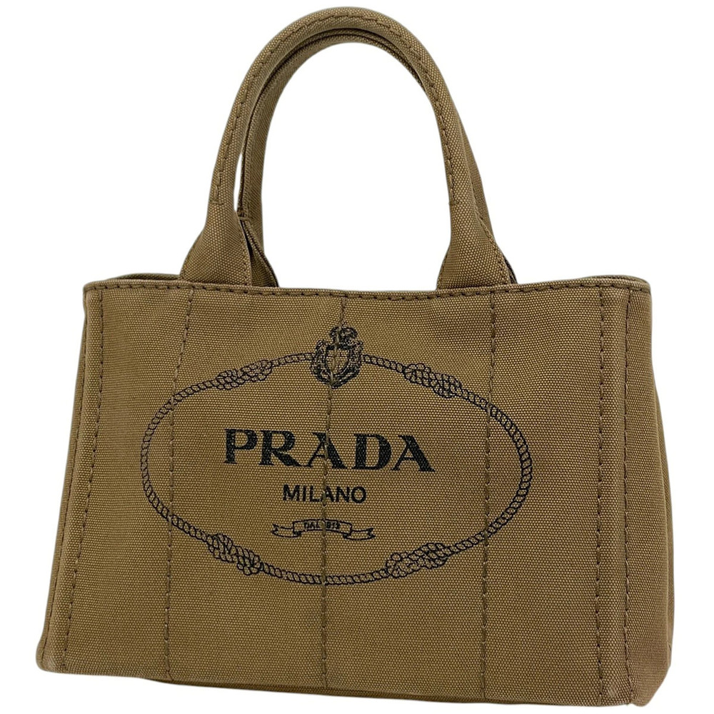 Prada Canapa Tote Shoulder Bag Canvas Brown